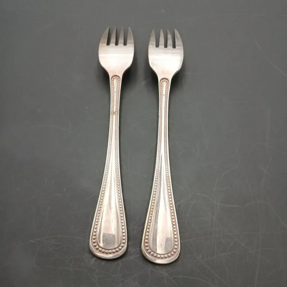 2 ONEIDA Community 1881 ROGERS NEEDLEPOINT Beaded ARTISTRY Salad Fork Stainless